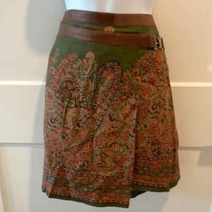 Ralph Ralph Lauren wrap mini skirt, leather at waist and buckle on side   S 4